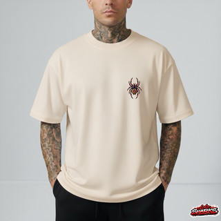 Camiseta oversized masculina Streetwear Premium 100% Algodão estampada frente aranha