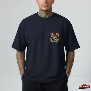 Camiseta oversized masculina Streetwear Premium 100% Algodão estampada frente au-au lolosharks