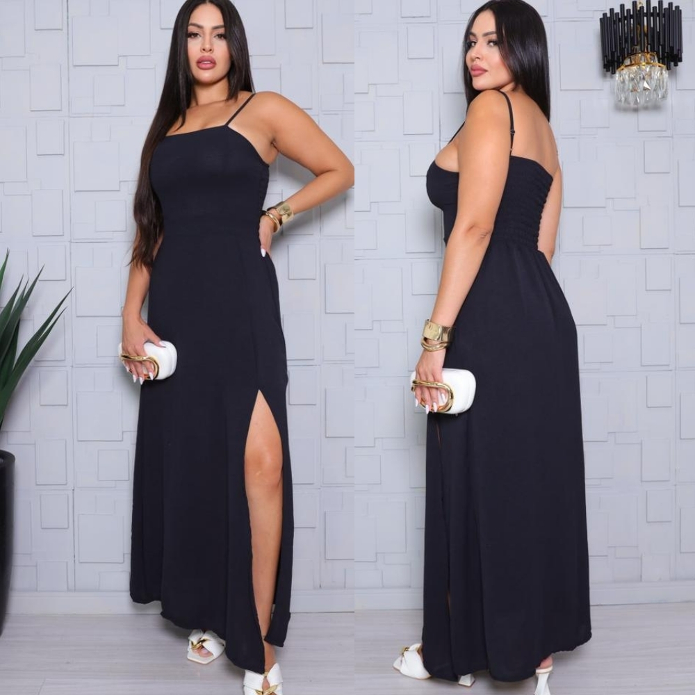 Vestido Feminino Pra Mulher Elegante Saia Forrado Fenda Lateral Boa forma em Oferta na Shopee