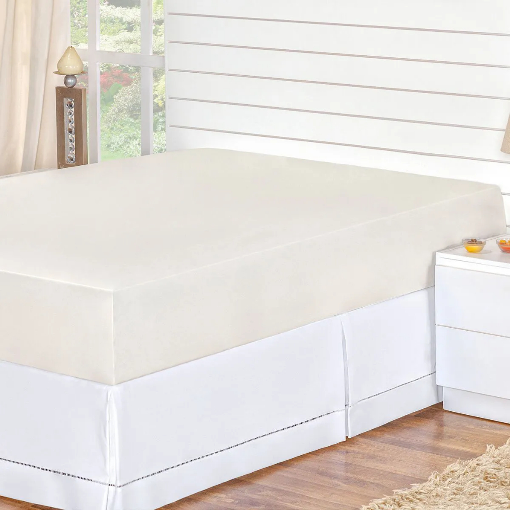 Protetor de Colchão Impermeável QUEEN Branco Avulso - Capa Cama Protetora Cobertura Lençol Elástico