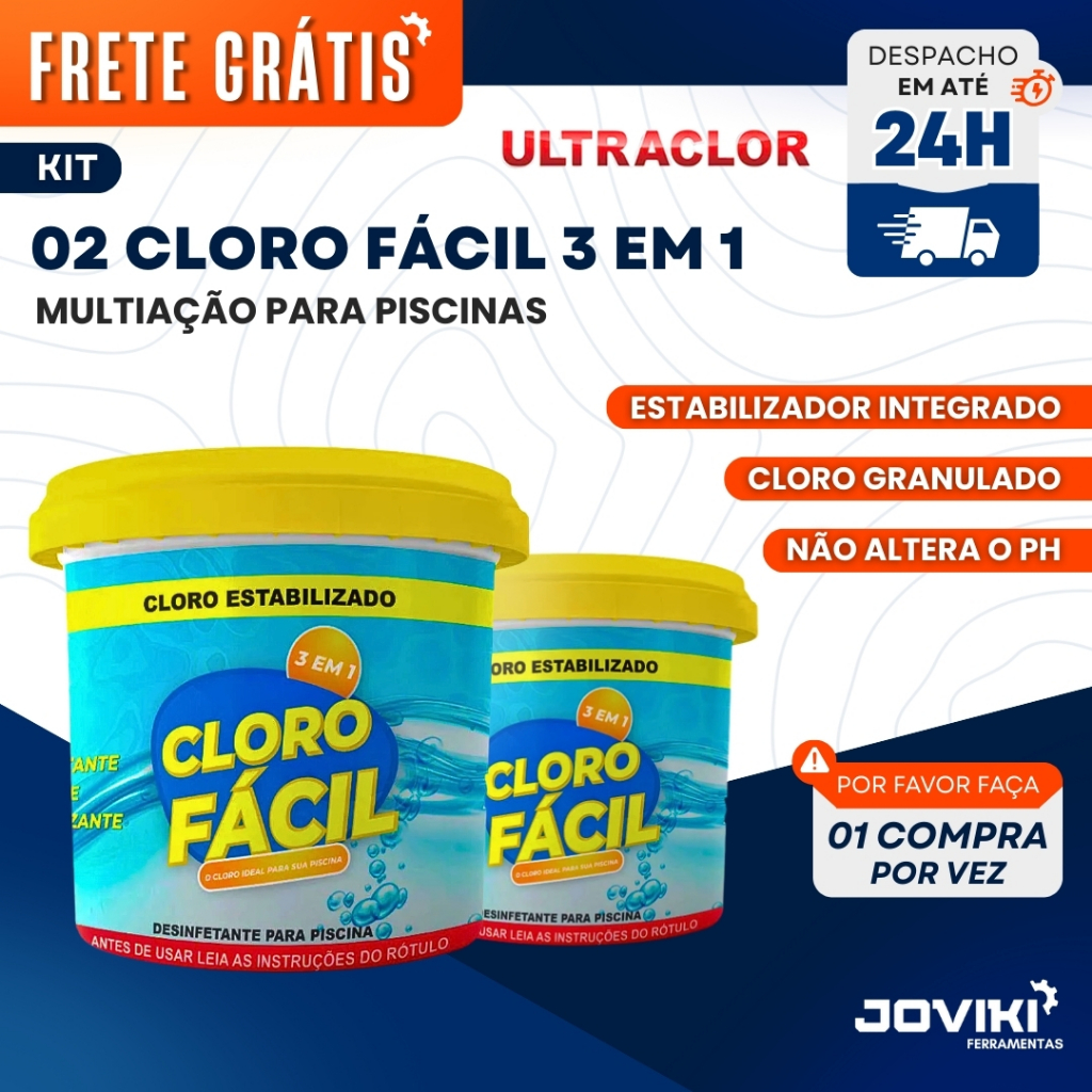Ultraclor Cloro Fácil 10kg 3 Em 1 Piscinas Multiação Balde em Oferta na Shopee