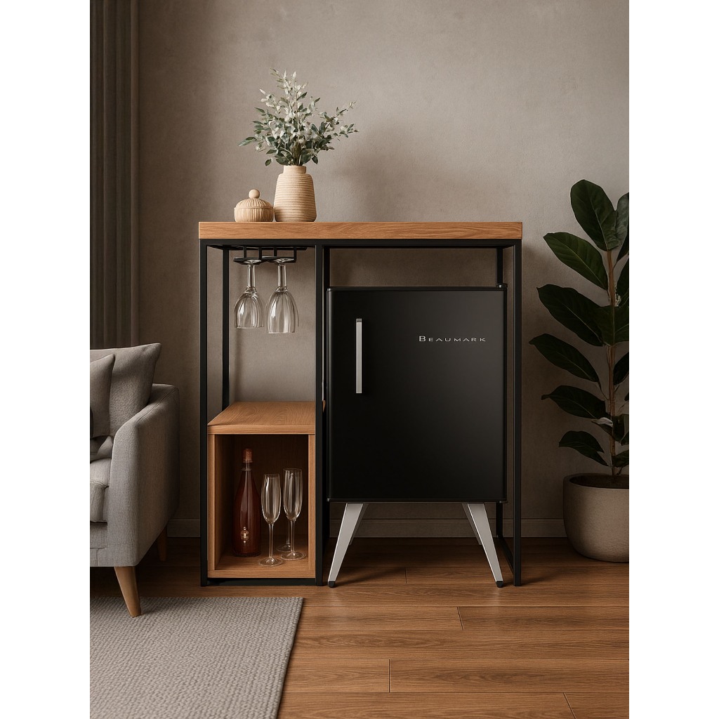 Aparador Sala para Frigobar Adega Cervejeira e Café com Nicho Lis Dourado em Oferta na Shopee