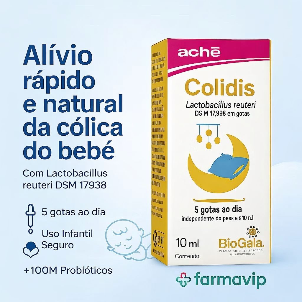 Colidis Gotas 10ml + 2ml Grátis Ache Lactobacilus Reuteri Alívio Cólicas do Bebê Probiótico