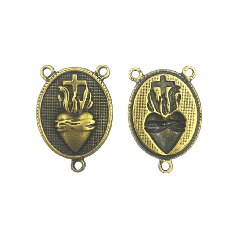 Pingente Entremeio Sagrado Coração de Jesus para Terços e Pulseiras 15 peças