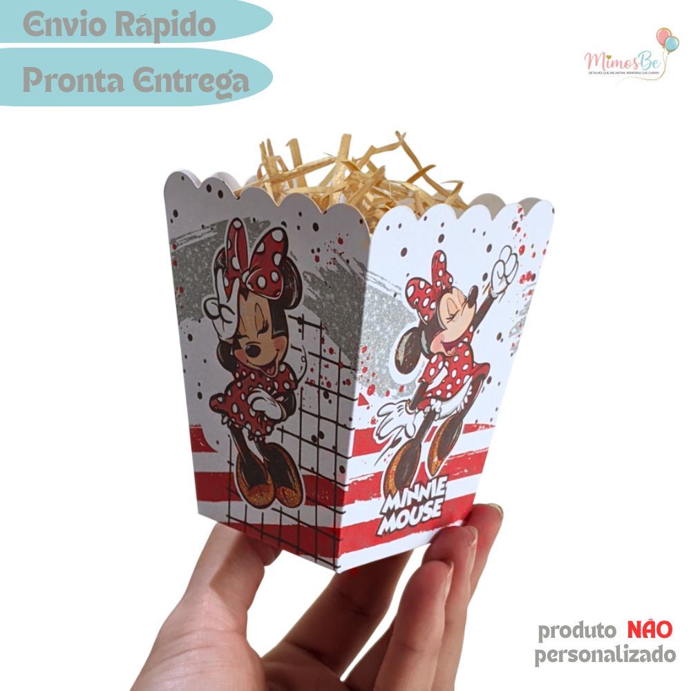 10 A 30 Cachepô MINEI VERMELHA AQUARELA - Caixinhas para decoração festa infantil - Pegue e Monte- cachepot- MINNIE