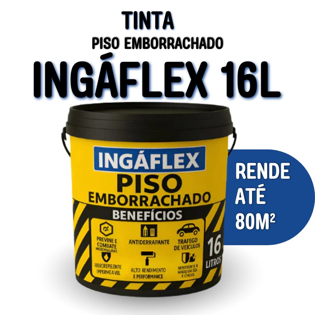 Tinta Emborrachada Ingáflex 16L -Tinta para Piso, Quadra, Calçada, Concreto. ALTO RENDIMENTO