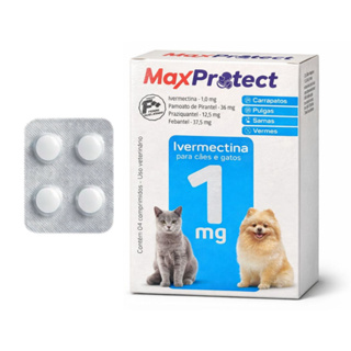 Antipulgas Carrapatos Sarna Vermes P/ Cães de 1kg a 7,5kg - 4 Comprimidos Ivermectina 1mg em Oferta na Shopee