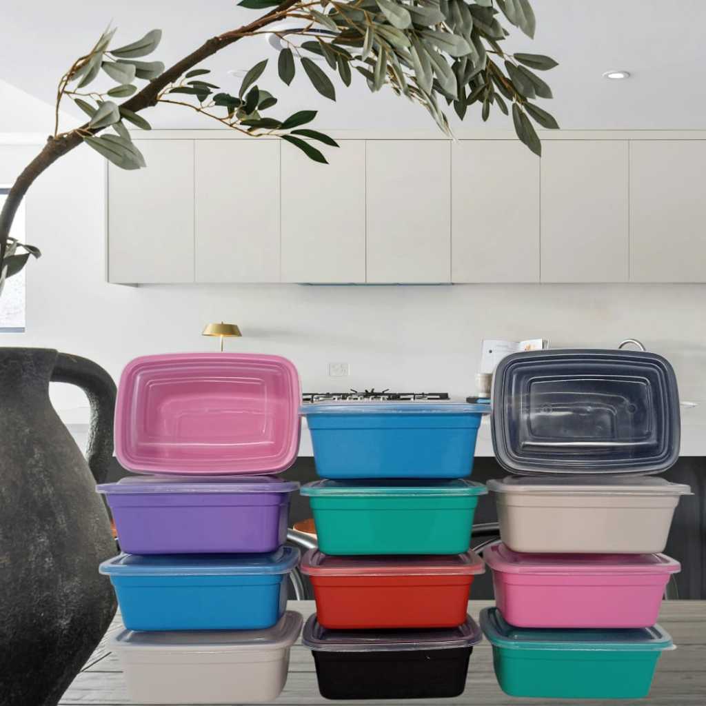 Kit 25 potes retangulares organizadores marmita 1000ml em Oferta na Shopee