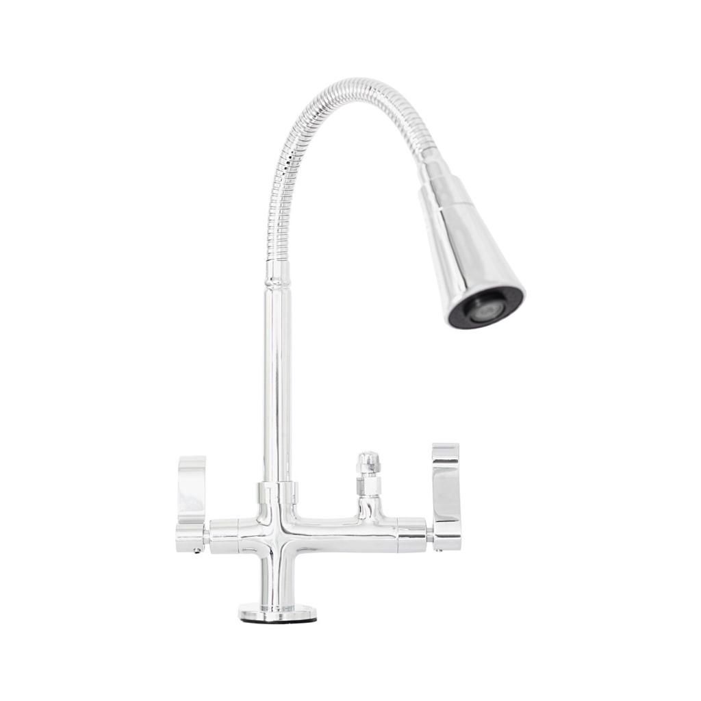 Torneira Cozinha com Saída para Purificador 1/4 Cromada Flexível 2 Jatos Mesa Samer