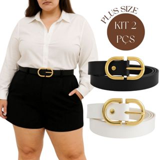 PLUS SIZE Kit 2 Cintos Feminino Fivela Invertida D em Oferta na Shopee