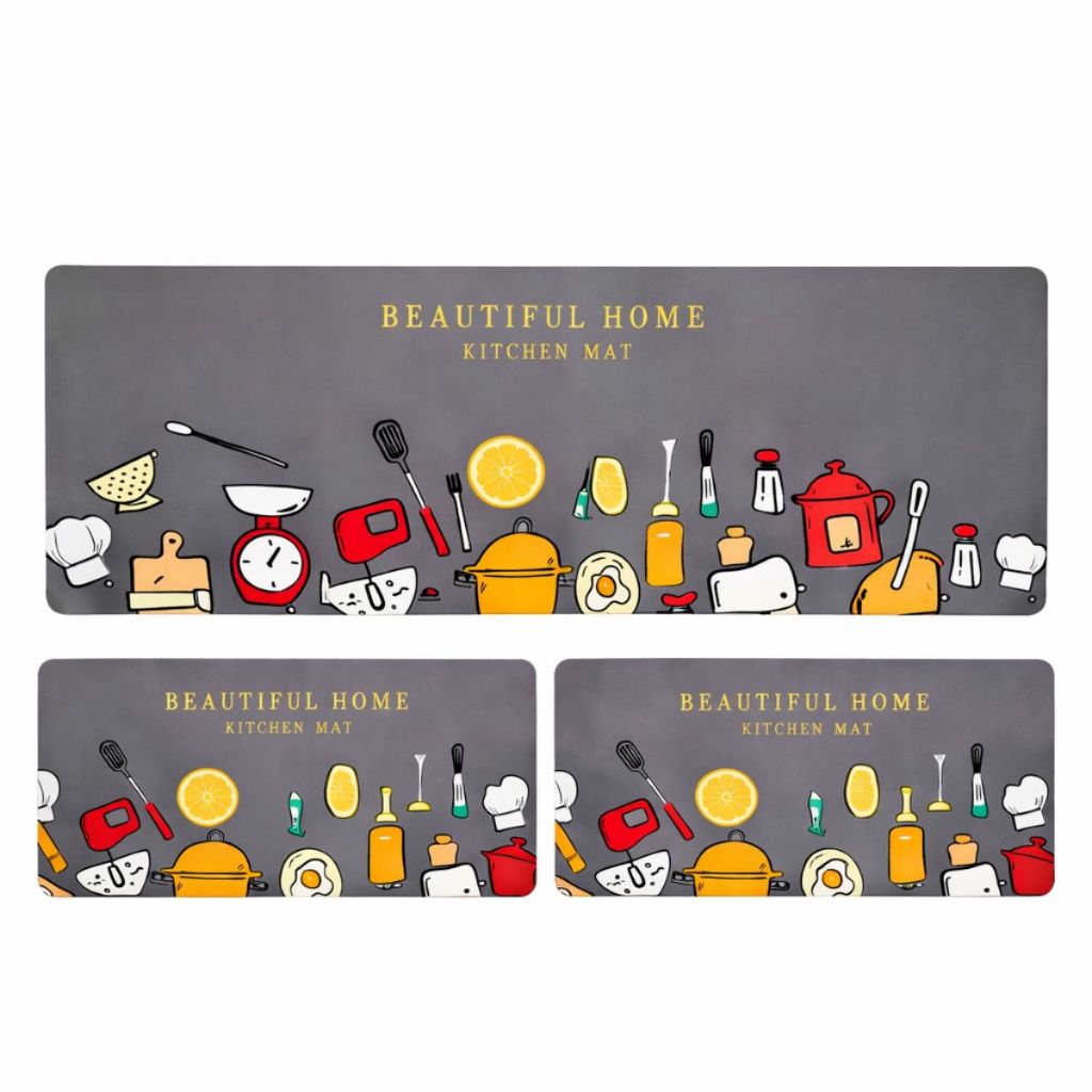 Tapete Capacho Passadeira Jogo Cozinha 3 Pçs Antiderrapante Emborrachado Decorativo Frutas Macio em Oferta na Shopee