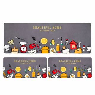 Tapete Capacho Passadeira Jogo Cozinha 3 Pçs Antiderrapante Emborrachado Decorativo Frutas Macio em Oferta na Shopee