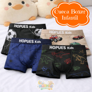 Kit 3/5/7/10 Cuecas Boxer Infantil Masculina Estampada Microfibra Elástica em Oferta na Shopee