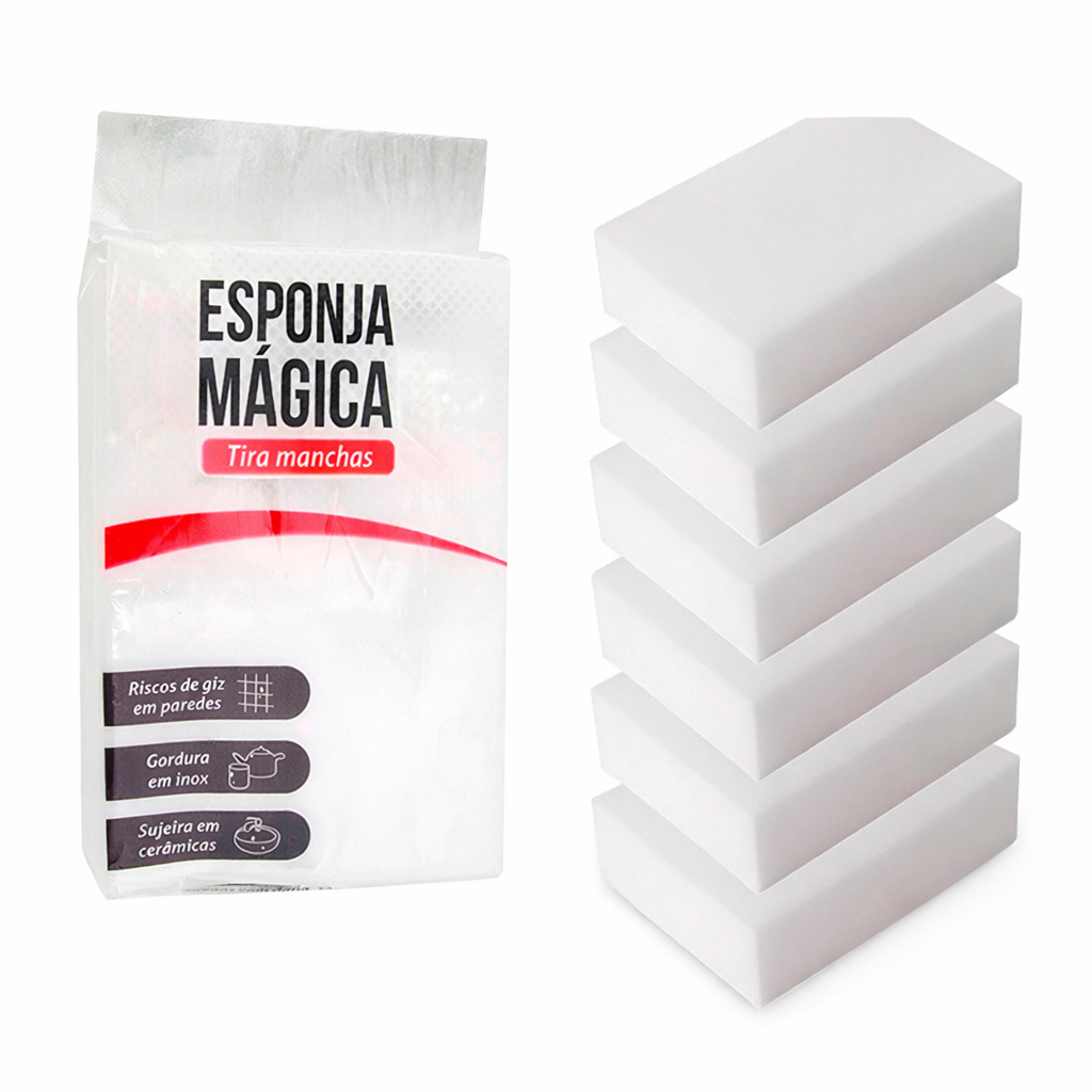 Kit Esponja Mágica Bucha Melamina Tira Mancha Original Desengordura Limpeza em Oferta na Shopee
