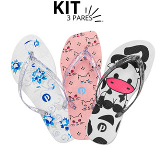 Kit Chinelo Feminino Casual Macio Antiderrapante