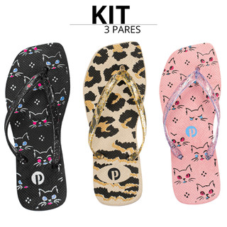 Kit Chinelo Feminino Casual Estampado Verão