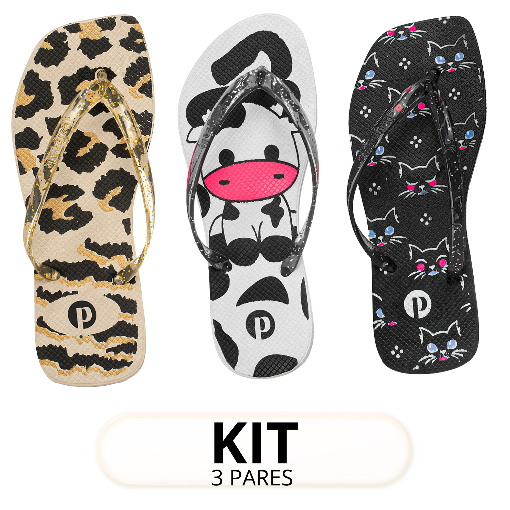 Kit Chinelo Feminino Confortavél Casual em Oferta na Shopee