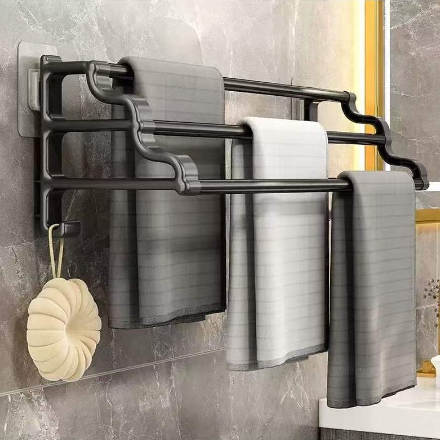 Suporte Toalheiro Porta Toalha Banheiro 3 Camadas Adesivo Sem Furos 50cm