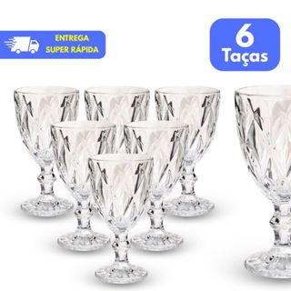 Jogo de Taça Diamante Copo Vidro Transparente Bico De Jaca 330ml em Oferta na Shopee