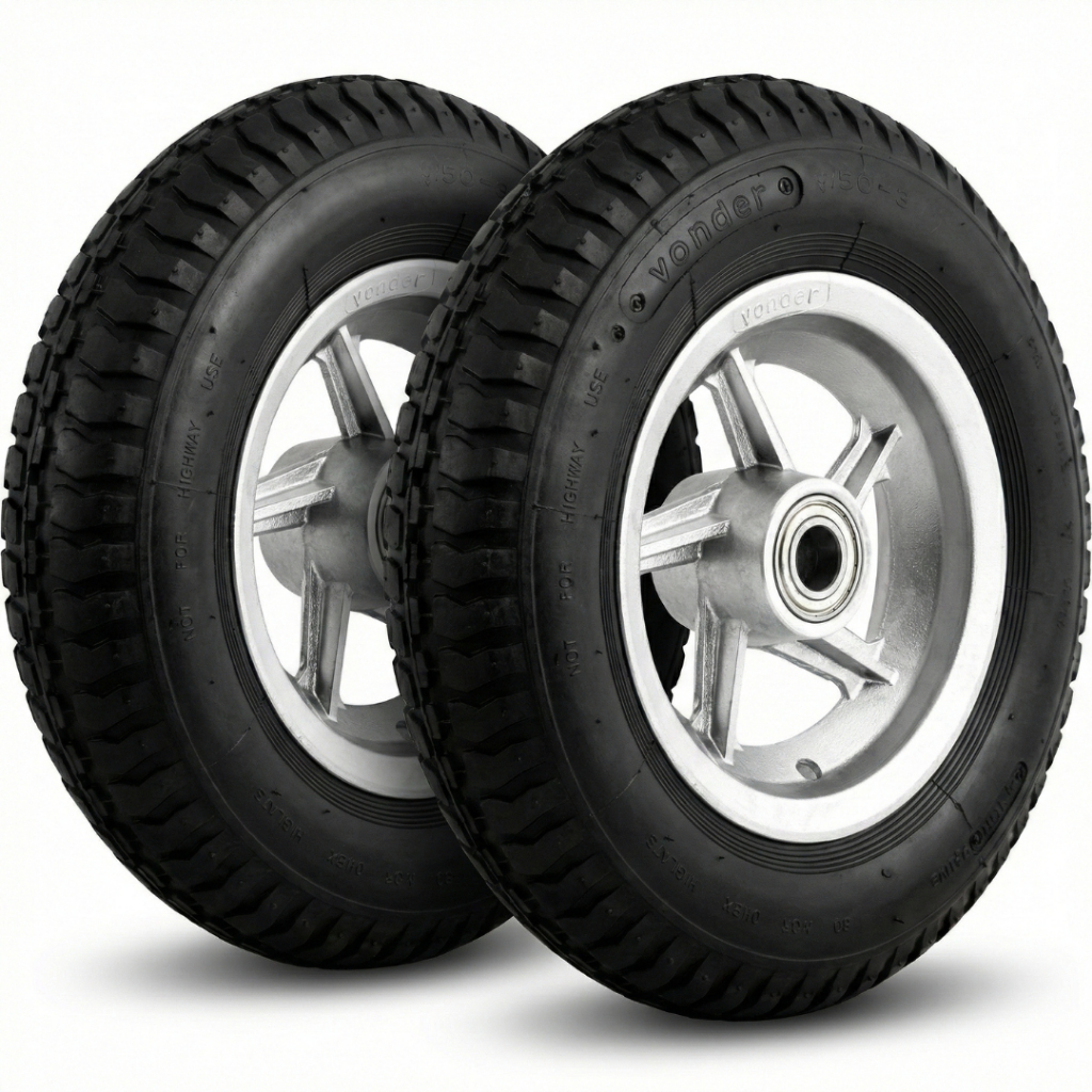 Kit 2 Rodas Pneu Câmara Aro 8 Alumínio Rolamento Vonder Carretinha Carrinho Carga