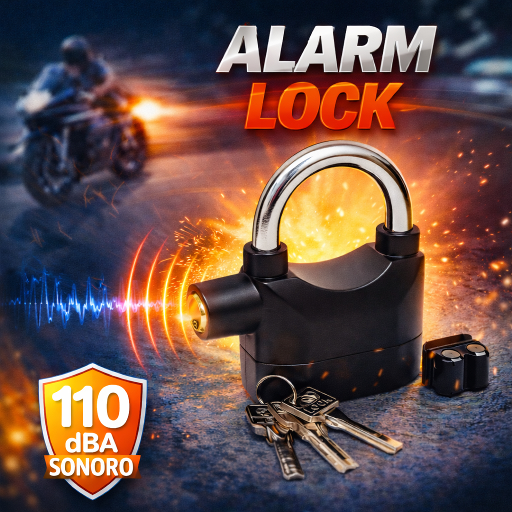 Cadeado com Alarme Sonoro Sirene Antifurto + 3 Chaves Anti Micha - Alarm Lock