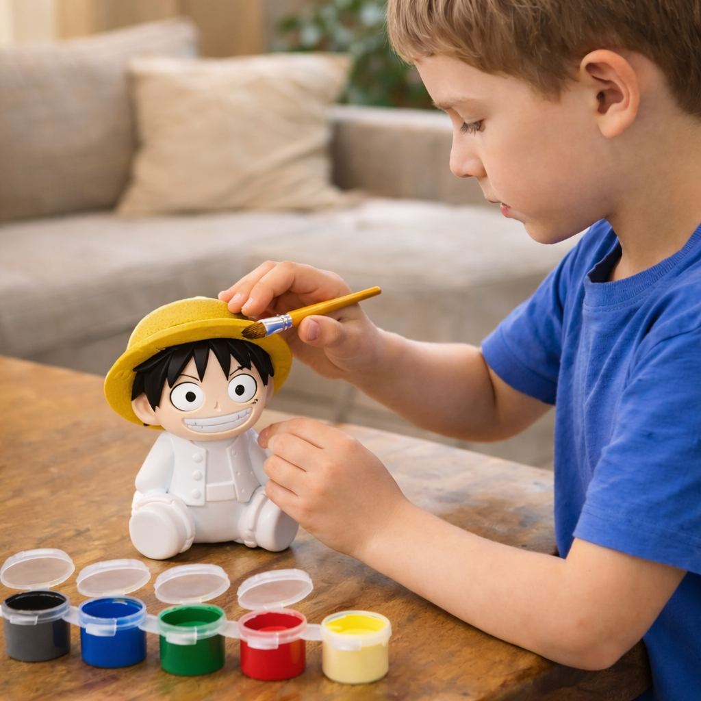 Boneco Luffy One Piece Para Colorir Pintar Com 6 Tintas Para Crianças Brinquedo de Pintura Infantil Educativa — imagem 2 de 2