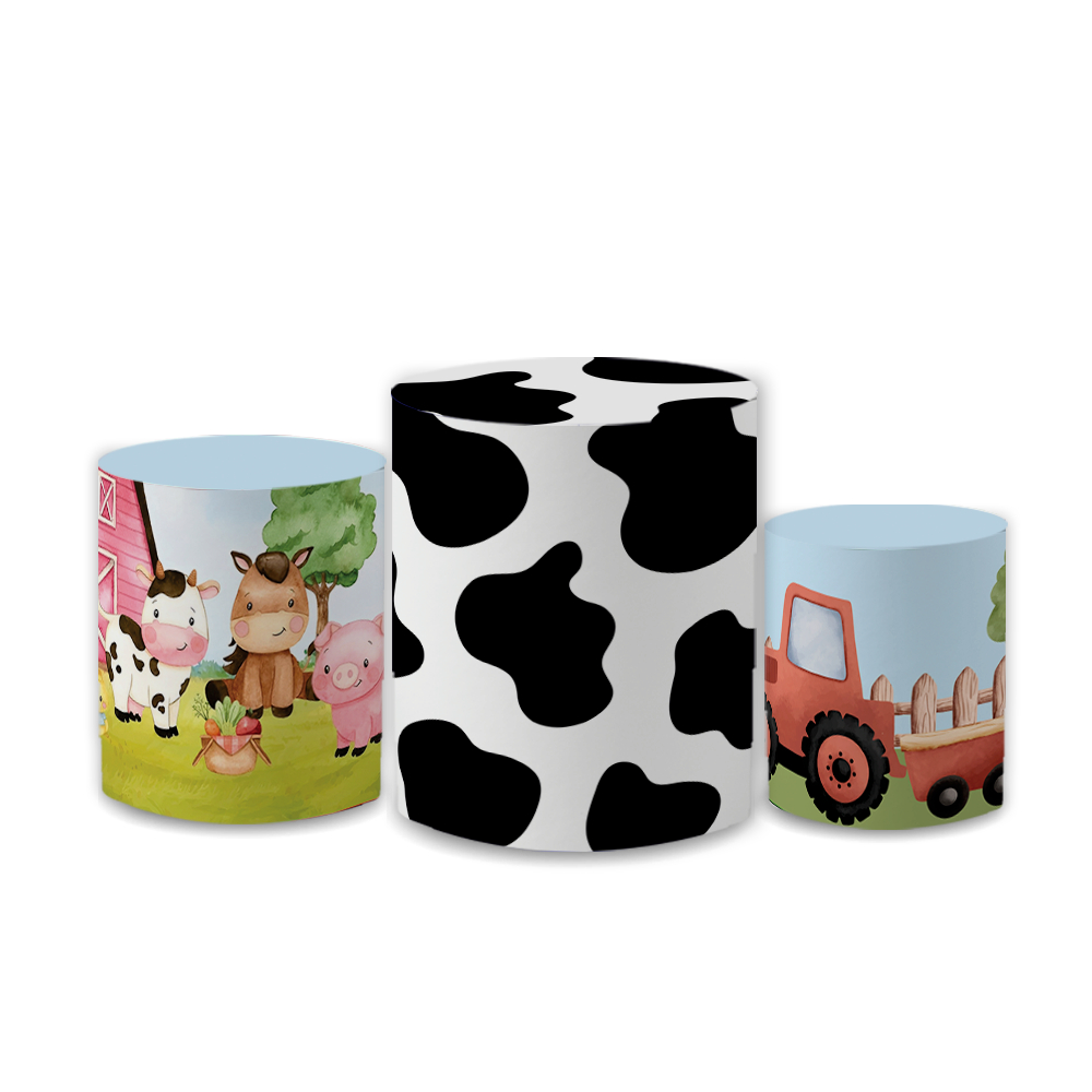 Kit Capas Trio Cilindros Tema Fazendinha Decoração Veste Fácil Aniversário Infantil em Oferta na Shopee