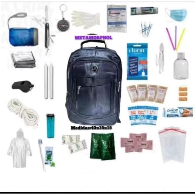 Mochila de Emergência com kit +100 itens de Equipamentos e Primeiros Socorros em Oferta na Shopee