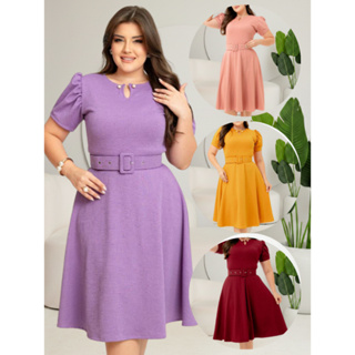 Vestido Godê Pérola Com Manga Princesa Perfeito Acompanha Cinto Lindas Cores em Oferta na Shopee