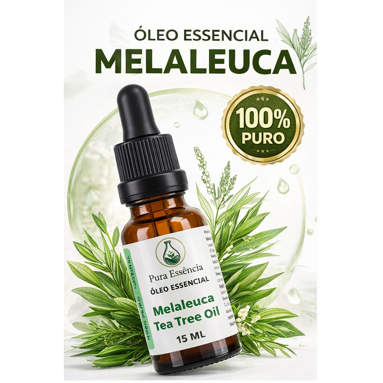 Óleo Essencial de Melaleuca Tea Tree 15ml 100% Puro Conta Gotas Aromaterapia