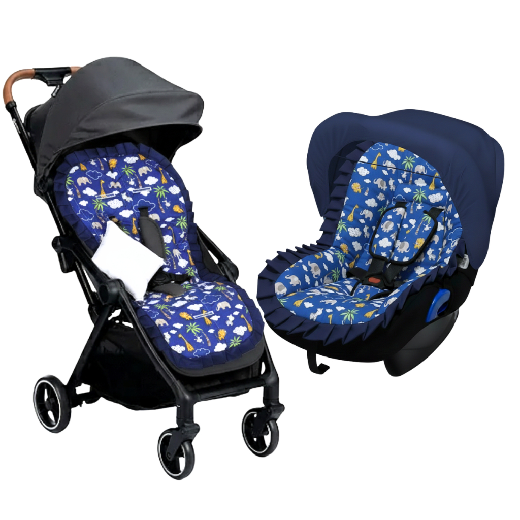 Kit Capa de Bebe Conforto + Capa de Carrinho + Protetor de Cinto + Capotar Solar com Manta
