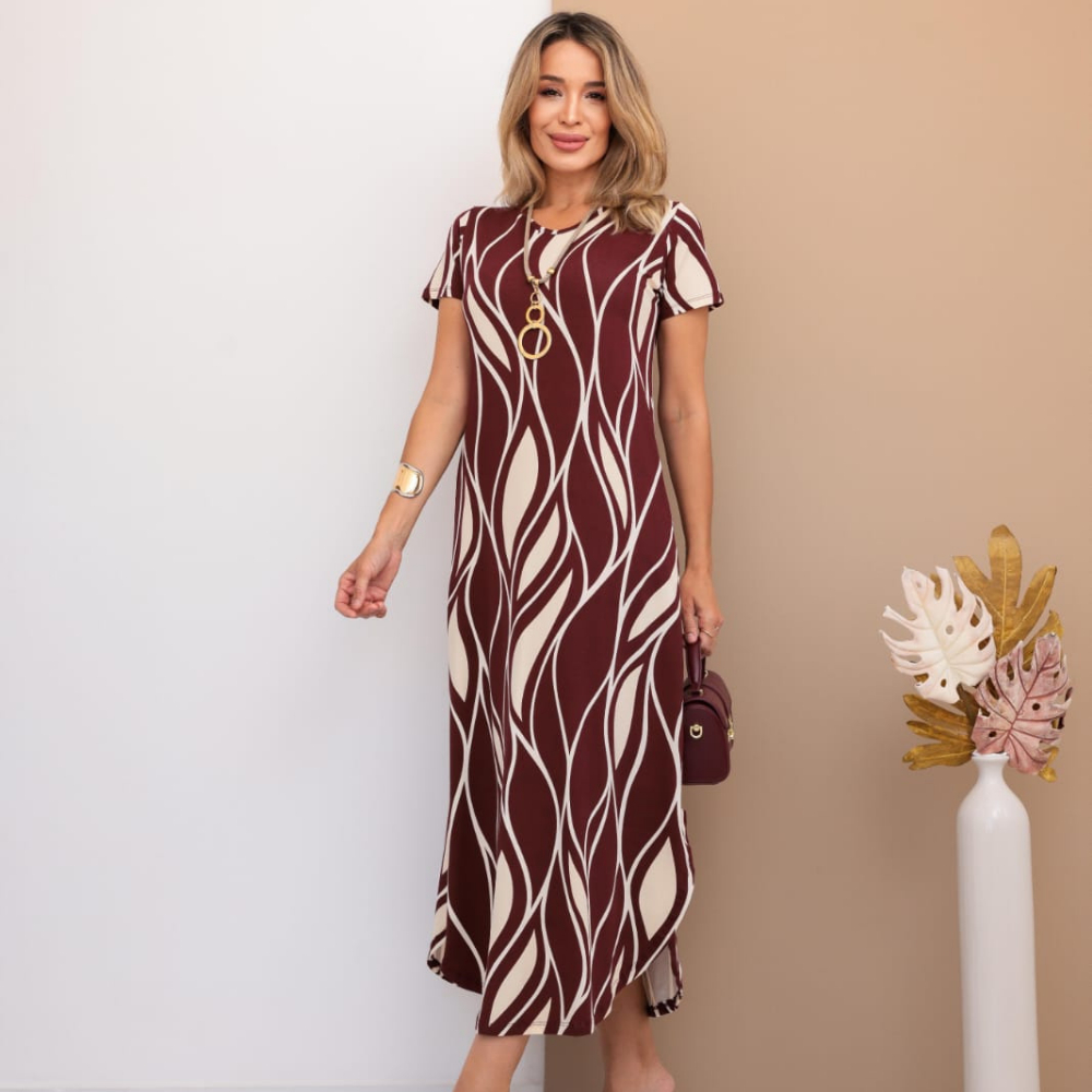 Vestido Longo Evangélico Manga Curta Soltinho Confortável Básico