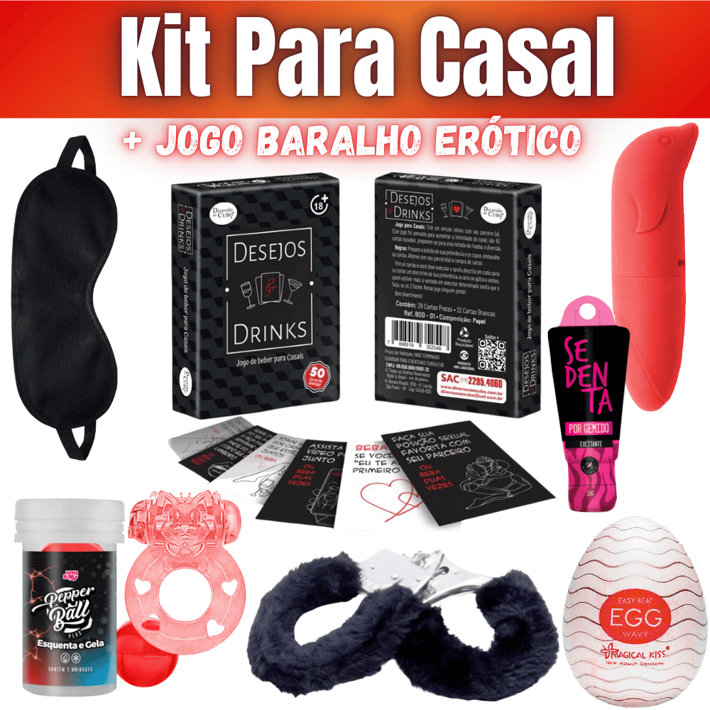 Kit Casal Completo 8 Itens Sensuais + Jogo de Cartas Erótico para Apimentar Relação em Oferta na Shopee