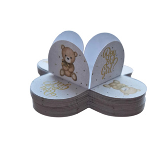 50~200 Forminhas 4 pétalas Festa Chá Revelação Ursinho Bege Neutro chá de Bebê em Oferta na Shopee