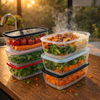 Kit 10 Potes Retangulares Herméticos 1 Litro Transparente – Vedação Total, Empilháveis, BPA Free em Oferta na Shopee