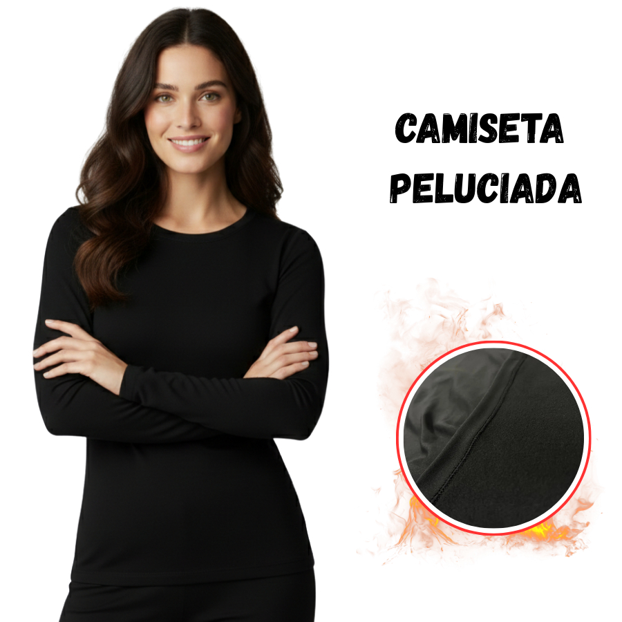 Camiseta Térmica Feminina Gola Redonda Segunda Pele– Forro Peluciado e Frio Inverno em Oferta na Shopee