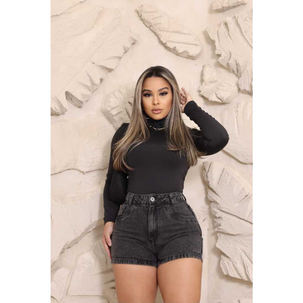 Shorts Jeans Feminino Barra Marmorizado Black em Oferta na Shopee