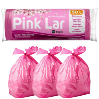 Saco De Lixo Perfumado 50 Litros 63x80cm Rosa - 20 Unidades em Oferta na Shopee