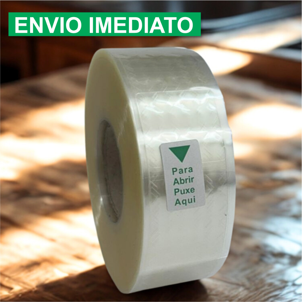 1.000 Lacres Para Embalagem Delivery Sacola Segurança Adesivo 3x7cm - TRANSPARENTE BOPP S/ Impressão
