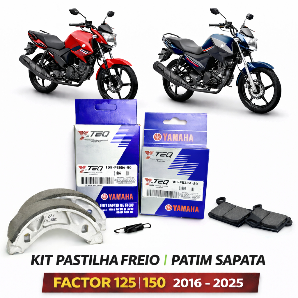 KIT PASTILHA FREIO PATIM SAPATA FACTOR 125 150 2016 2017 2018 2019 2020 2021 2022 2023 2024 2025