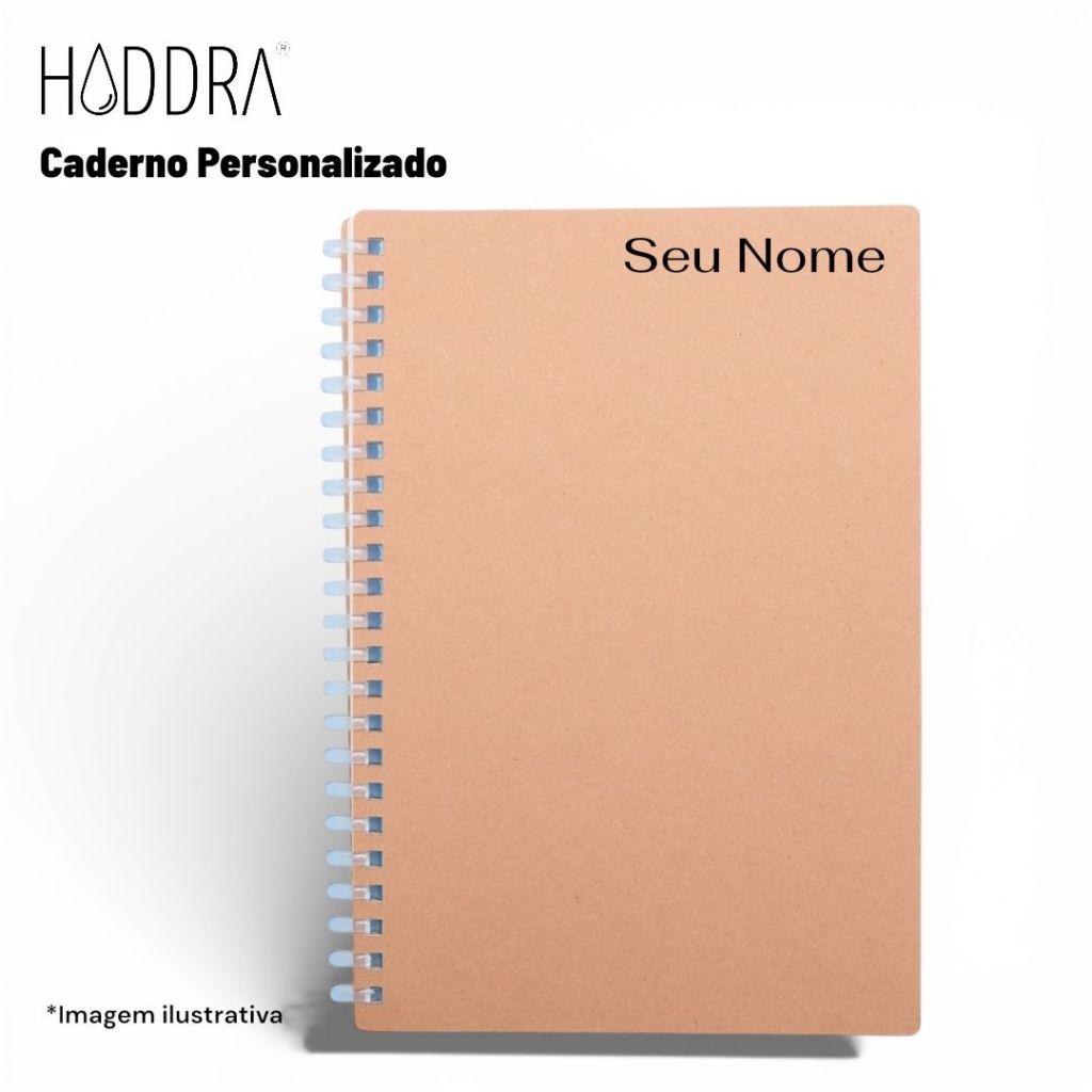 Caderno Espiral Pautado 80 folhas Kraft Com Personalização NOME