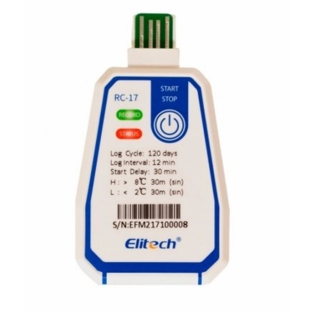 TERMÓGRAFO DATALOGGER TEMPERATURA RC-17 (-30 A 70ºC) DESCARTÁVEL COM CONEXÃO USB DIRETA 3999 - ELITECH — imagem 2 de 2