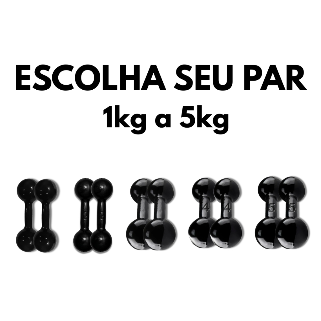 Par de Halter Bola Emborrachado 1kg a 5kg Musculação Treino Funcional Academia Casa Fitness Exercícios Força