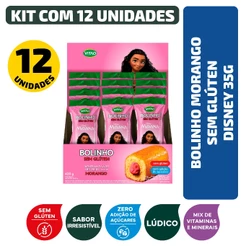 Kit Bolinho Morango Sem Glúten Moana Disney 35G - 12 Unidades