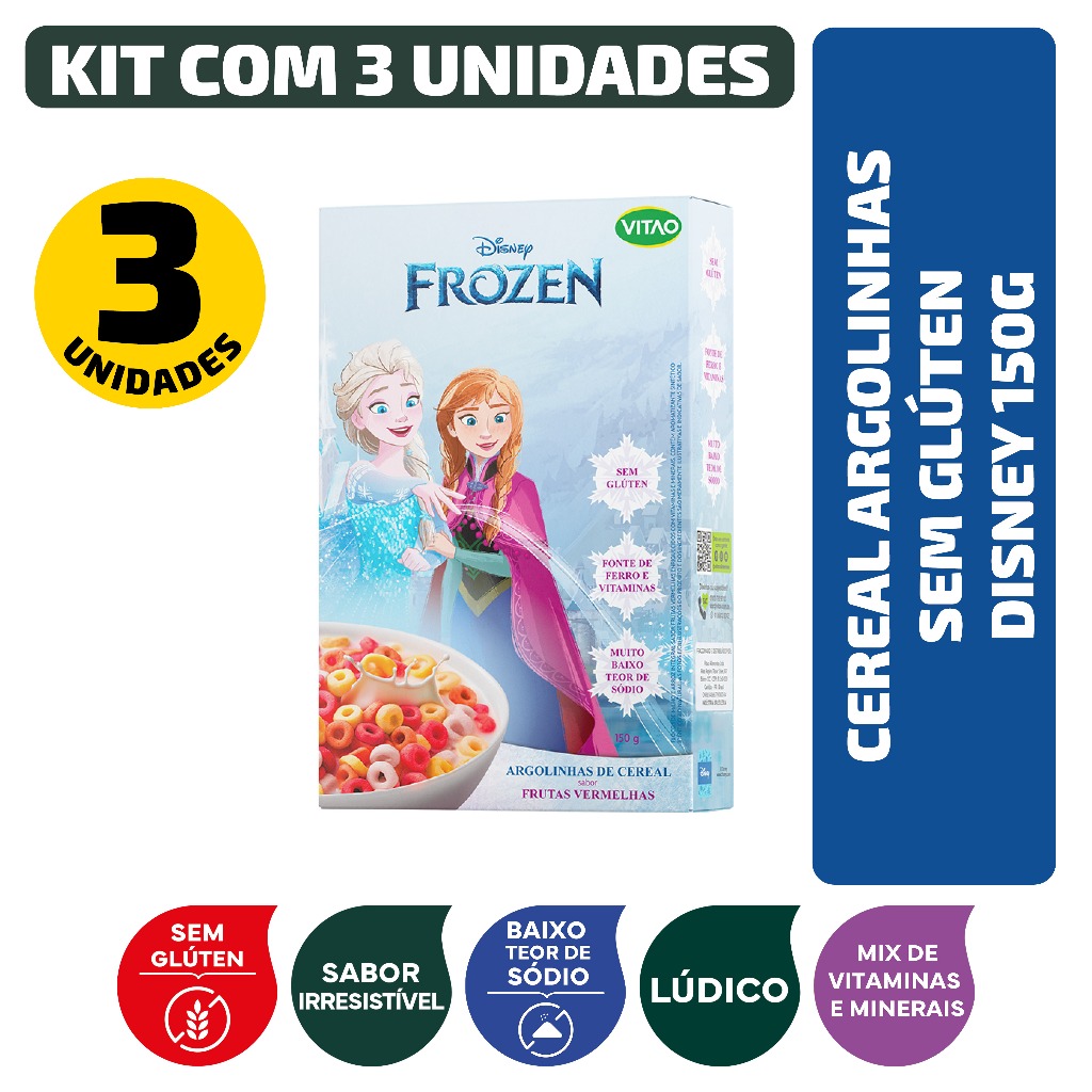 Kit Cereal Argolinhas Sem Glúten Disney 150G - 3 Unidades em Oferta na Shopee