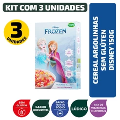 Kit Cereal Argolinhas Sem Glúten Frozen Disney 150G - 3 Unidades