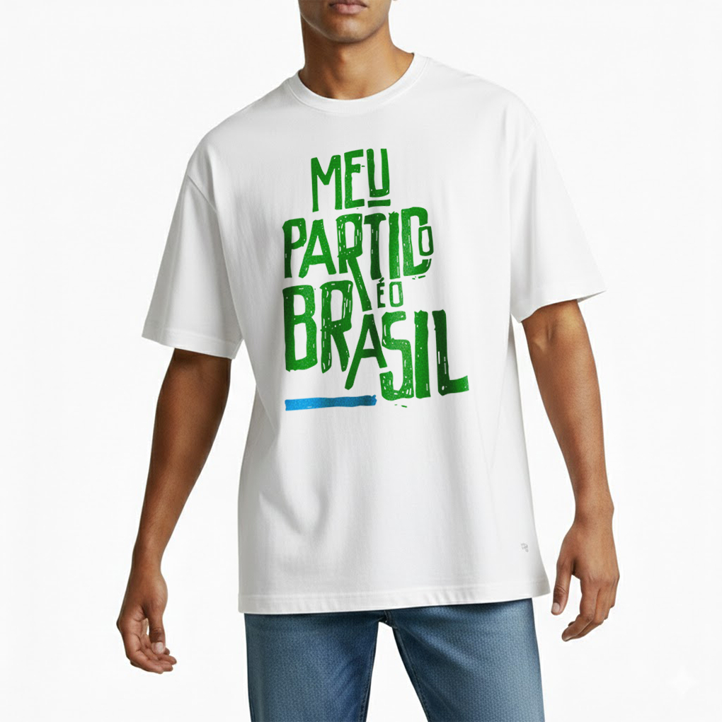 Camiseta Streetwear Masculina Estampada: Meu Partido é o Brasil 100% Algodão Confortável Estilo Moda Urbana