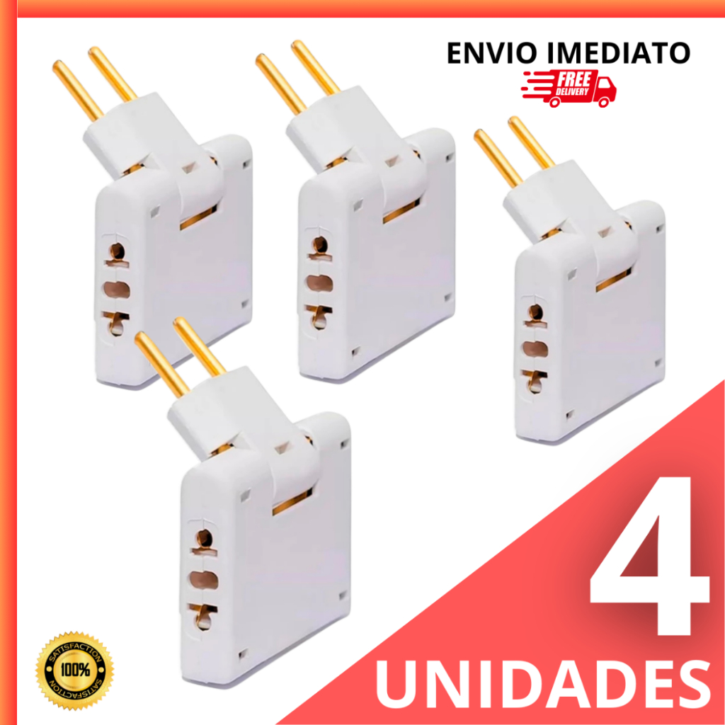Imagem Adaptador Tomada Dobravel Articulado benjamin 10A Resistente Bivolt universal resistente Deslocado T