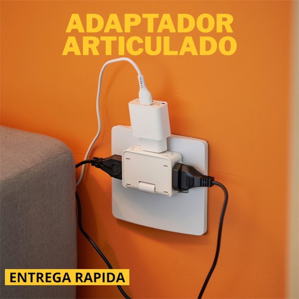 Imagem Adaptador Tomada Dobravel Articulado benjamin 10A Resistente Bivolt universal resistente Deslocado T