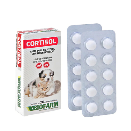 CORTISOL 10MG  20CPRS - BIOFARM USO VET em Oferta na Shopee